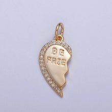 16K Gold Filled Best Friends Micro Paved Cubic Zirconia Breakable Heart Charm Bar