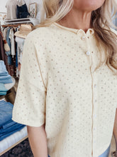 LAST ONE! Golden Hour Pointelle Short Sleeve Top - Light Yellow