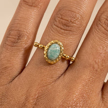Oval Stone Beaded Accent Band Ring