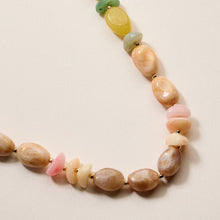 Organic Resin Bead Necklace – Colorful Chunky Beaded Statement Chain with Gold Accents, Adjustable Length: NAT / ONE