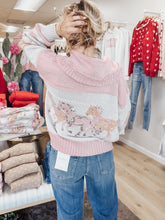 Running Free Sweater Cardigan with Horse Print - Pink