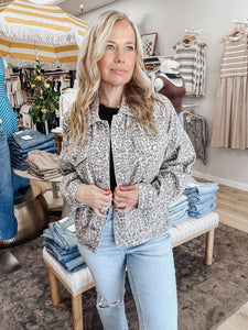 Muted Leopard Denim Jacket