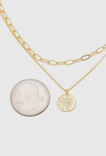Hammered Star Coin Double Chain Necklace - Gold
