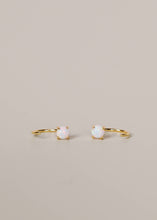 Huggies - White Opal - Gold Earrings