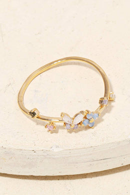 Dainty Floral Butterfly Fashion Ring - Gold