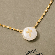 Cross On Pearl Pendant Chain Necklace