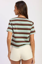 Fairway Stripe Boyfriend Tee - Wine Multi