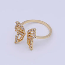 16K Gold Filled Clear Micro Paved CZ Open Butterfly Ring - Silver