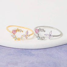 Gold Dipped Cz Moon Star And Butterfly Ring: G
