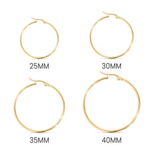 18K Gold PVD Stainless Steel Round Tube Hoop Earrings - Gold / 40mm