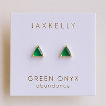 Mini Energy Gem - Green Onyx - Gold Earrings