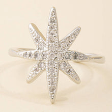 Pave Cz Starburst Adjustable Ring: Gold