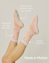 The Floral Grip Sock: Blue Roses - Lagree & Pilates