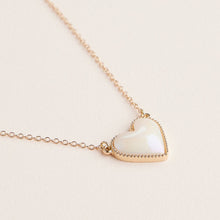 Heart Shaped Enamel Pendant Necklaces in Gold Chain Jewelry - Peach