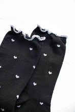 Mini Heart Ruffle Cotton Blend Socks: White/Silver