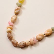 Organic Resin Bead Necklace – Colorful Chunky Beaded Statement Chain with Gold Accents, Adjustable Length: NAT / ONE