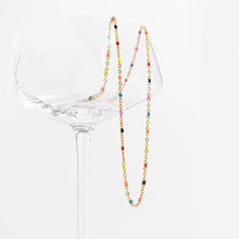 18K Gold PVD Stainless Steel Multi Confetti Chain Necklace: Charm Bar Gold / 16+2"