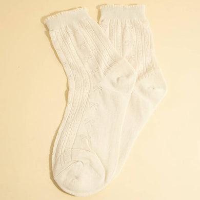 Subtle Bow Accents Socks - Beige