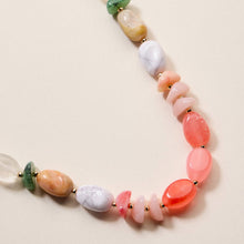 Organic Resin Bead Necklace – Colorful Chunky Beaded Statement Chain with Gold Accents, Adjustable Length: PK / ONE