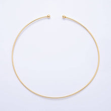 16K Gold Filled 2mm Minimalist Torque Cuff Collar Necklace with open beaded ball | WA-04155