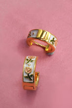 Vintage Cloisonne Floral Huggie Hoops