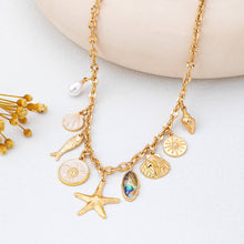 Charm Necklace-Sea Starfish Seashell Fish | 80N92950: Gold