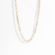 18K Gold Paperclip Chain Necklace Charm Bar - 14+02" / 2.5mm