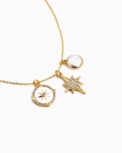 Starburst Triple Charm Pendant Necklace - Gold