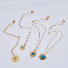 Inlaid Turquoise 18k Gold Plated Stainless Steel Necklace