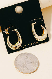 Curved Oval Cutout Hoop Earrings - Silver