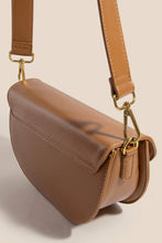 Buckle Closure Crescent Faux Leather Hand Bag - Tan