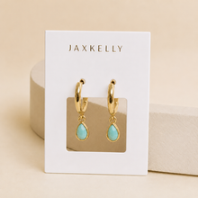 Teardrop Charm Hoop - Amazonite