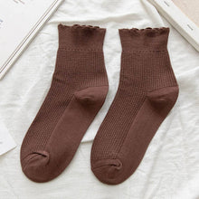 RUFFLED SOLID COLOR MID-TUBE SOCK