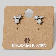 Mini Triple Rhinestone Stud Earring - Gold