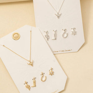 Western Bull Head Swappable Pendant Necklace - Gold