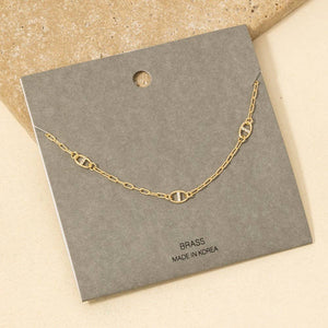 Pave Anchor Link Charms Chain Necklace - Gold