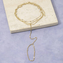 Layered Pearl Station Hand Chain Bracelet