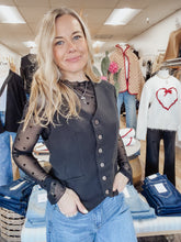 Westbury Cotton Linen Blend Vest - Black