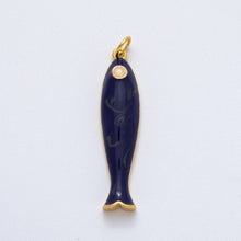 18K Gold Filled 38mm Blue, Champagne Enamel Fish Sardine Charm | AF1309: Champagne