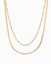 Double Layered Box and Snake Chain Necklace: Rhodium