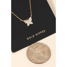 Gold Dipped Pave Butterfly Pendant Necklace - Gold