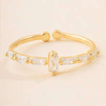 Adjustable Baguette Cz Station Band Ring: Silver