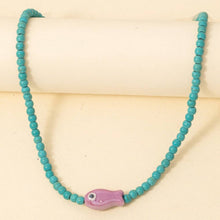 Ceramic Fish Pendant Ball Beaded Necklace - Red