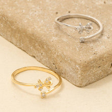Gold Dipped Bow Ribbon Flower Ring: Silver