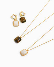 Square Semi Precious Stone Necklace: Brown