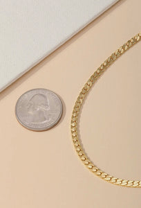 Dainty Metallic Curb Chain Necklace - Gold