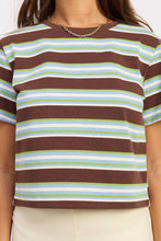 Fairway Stripe Boyfriend Tee - Wine Multi