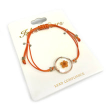 Pressed Flower Waxed Cord Adjustable Pull Tie Bracelet: Yellow