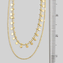 Dainty Layered Chain Mini Disc Charms Necklace - Gold