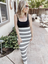 FINAL SALE Eclipse Contrast Stripe Crochet Knit Midi Dress - Black